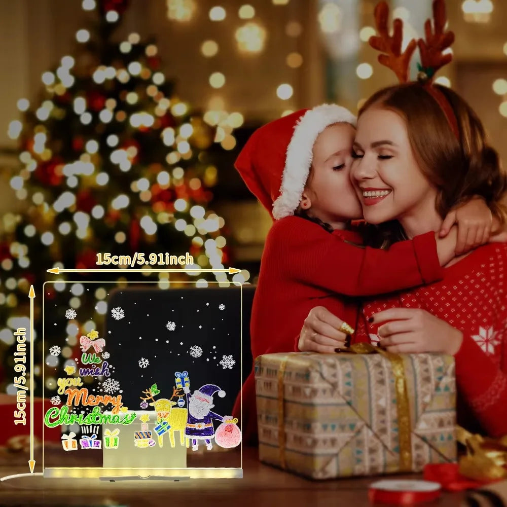 Kids LED Acrylic Drawing Board with Light-Up Display & Colorful Pens
