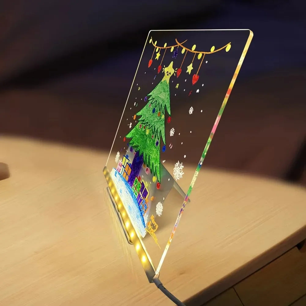 Kids LED Acrylic Drawing Board with Light-Up Display & Colorful Pens